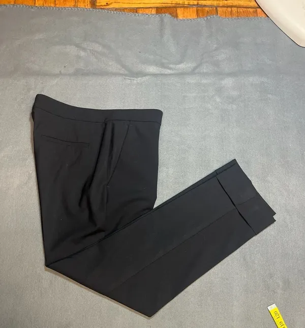 Theory Black Wool Blend Cuffed Straight Leg Trousers Size 8 - Image 9