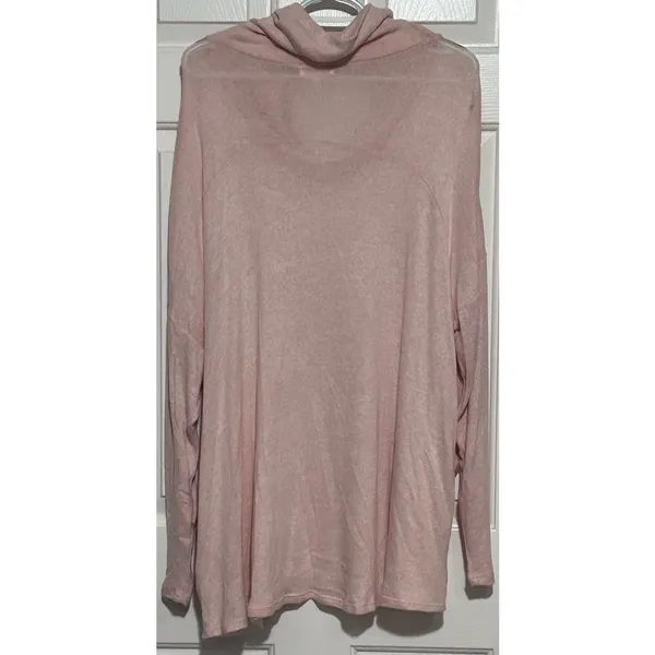 Lone‎ + Lux Women's Light Peach Cowl Neck Layered Soft Long Sleeve Top Size 2X - Image 2