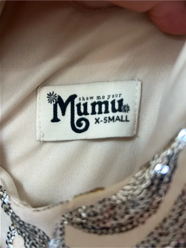 Show Me Your Mumu Gomez Silver & White Sequin Mini Dress size XS - Image 6