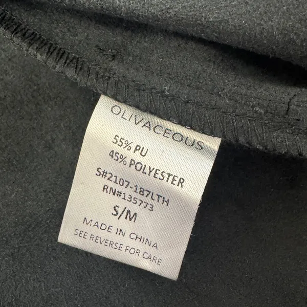 Olivaceous Black Faux Leather Button‎ Down Shirt Shacket S/M Fall Monochrome - Image 8