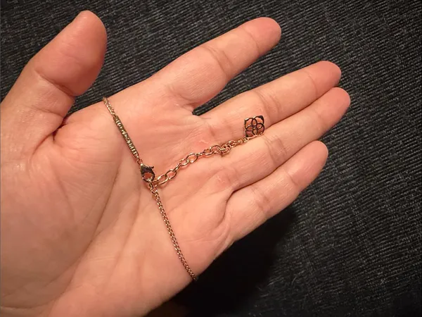 Retired Kendra Scott Macrame Reid Rose Gold Peach Long Pendant Necklace - Image 4