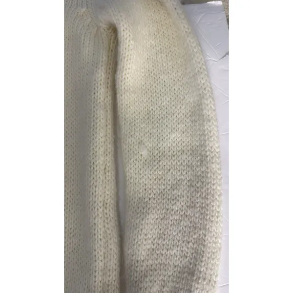 Zara Women Ivory Textured Knit Turtleneck Sweater M Shoulder Buttons Ribbed Hem - Image 10