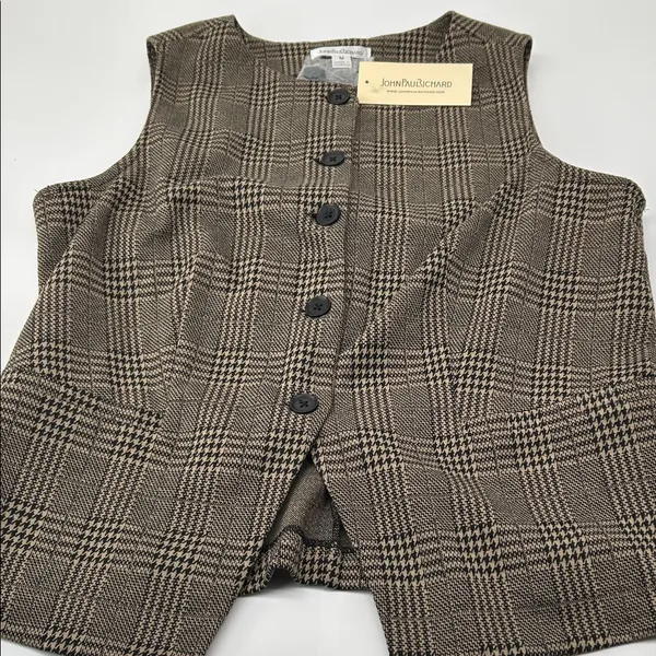 JohnPaulRichard Brown Plaid Blouse Size M - Image 14