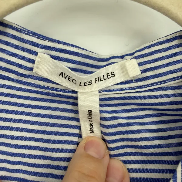 Avec‎ Les Filles Blue White Striped Cutout Back Midi Dress Size 6 Coastal - Image 5