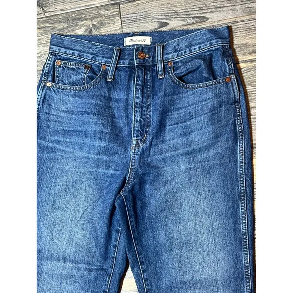 Madewell Rigid Demi-Boot Crop Jeans Size 29 High Rise Raw Hem‎ Wide Leg Denim - Image 3