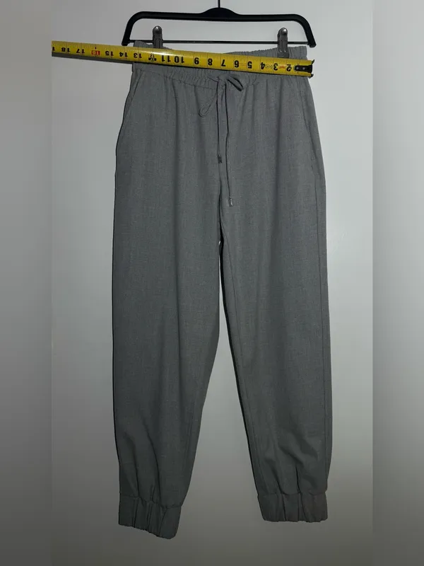 Zara Light Gray Elastic Waist Drawstring Pants - Image 9