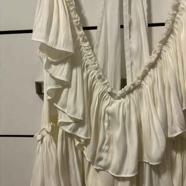Free People Heartbreaker White Ruffled Cropped Tank Top - Image 5