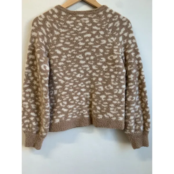 Abercrombie & Fitch Soft Collection Sweater Furry Eyelash Leopard Print Scoop XS - Image 8