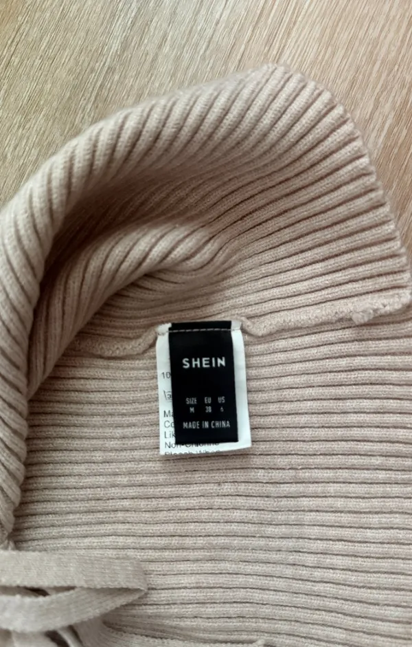 SHEIN Beige Tie-Front Ribbed Knit Crop Cardigan Top Size M - Image 5