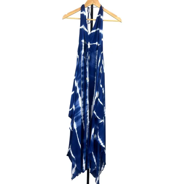 Lulus Tropi-Cali Love Blue Tie-Dye Maxi Dress Size XS Blue White - Image 8