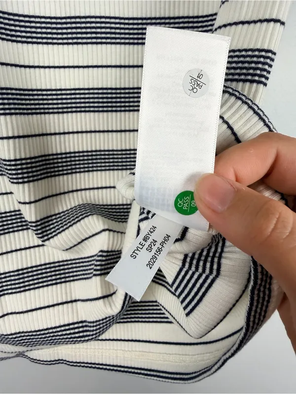 J. Crew Ruffle Sleeve Stripe Ribbed top size medium - Image 4