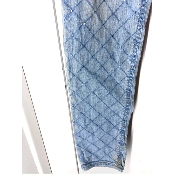 Hollister Diamond Quilted Rhinestone Jeans Size 3R Light Wash Indie Sleaze Y2K - Image 3