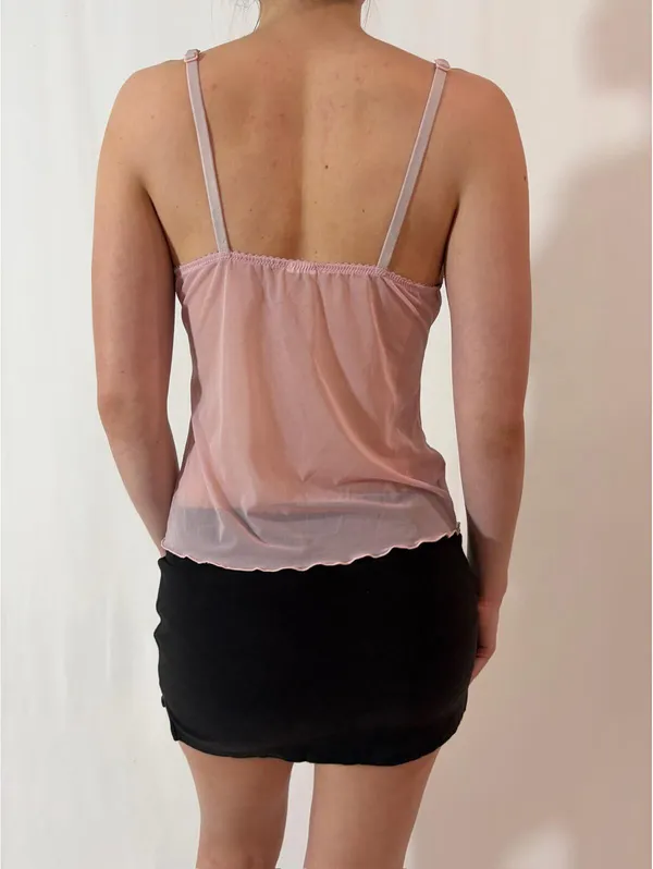 Sheer Angelic Pink Bow Embroidered Fairy Cami - Image 8