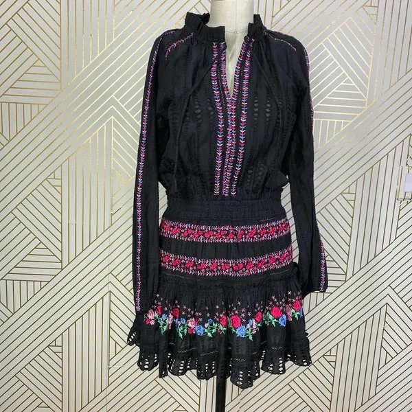 MISA Los Angeles Manuela‎ Dress Black Embroidered - Image 3