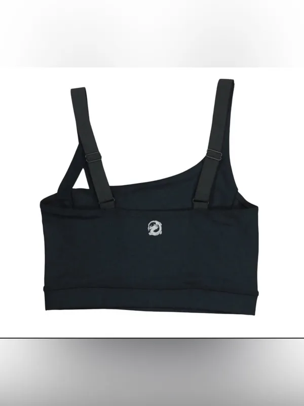 Josie Natori‎ Solstice Asymmetrical Athletic Sports Bra XS NWOT Black - Image 2