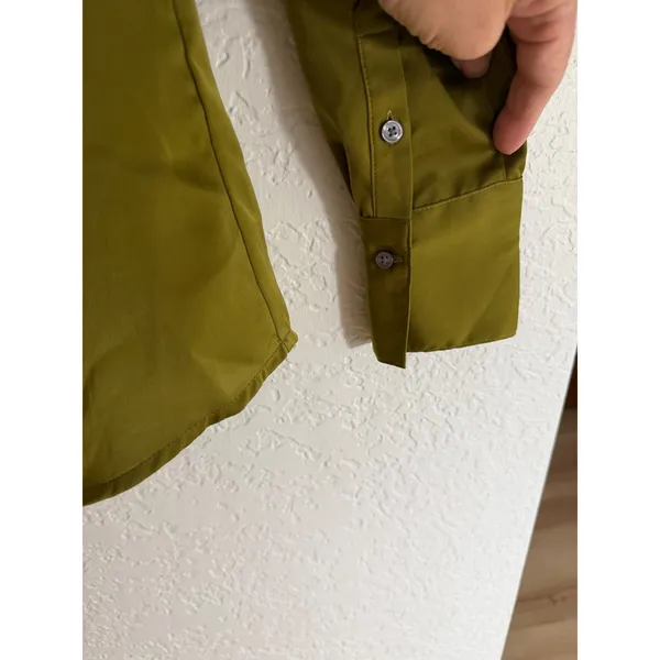 Banana Republic Silky Classic Blouse Dark Palm Green S Womens Long Sleeve Button - Image 7