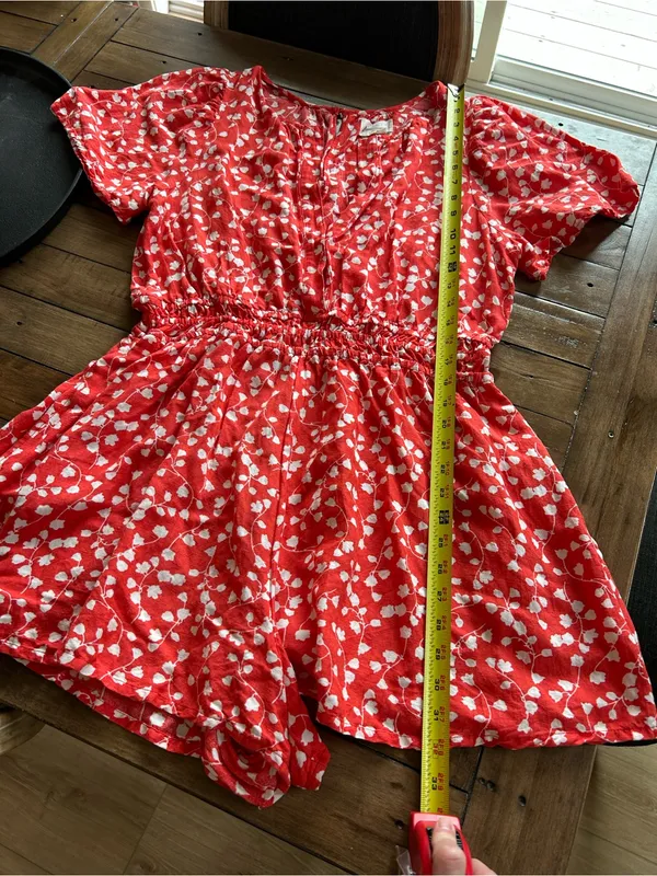 Anthropologie Somerset Linen Edition Red Romper L - Image 12