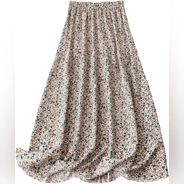 Ditsy Floral Dreams Maxi Skirt Earthy Cottagecore Boho Coastal Grandmother XL - Image 2