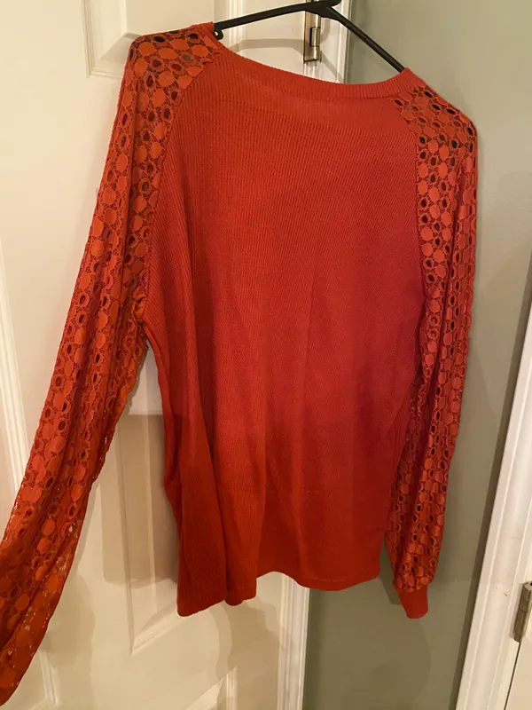 Dark Orange Lace Long Sleeve Size L - Image 3