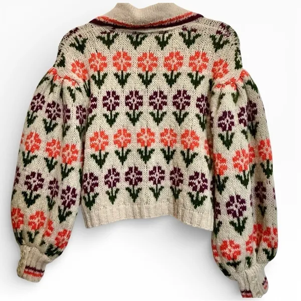 NWT Free People Alpaca Soft Frills Floral Softspun Sweater Prairie‎ Coquette NEW - Image 5