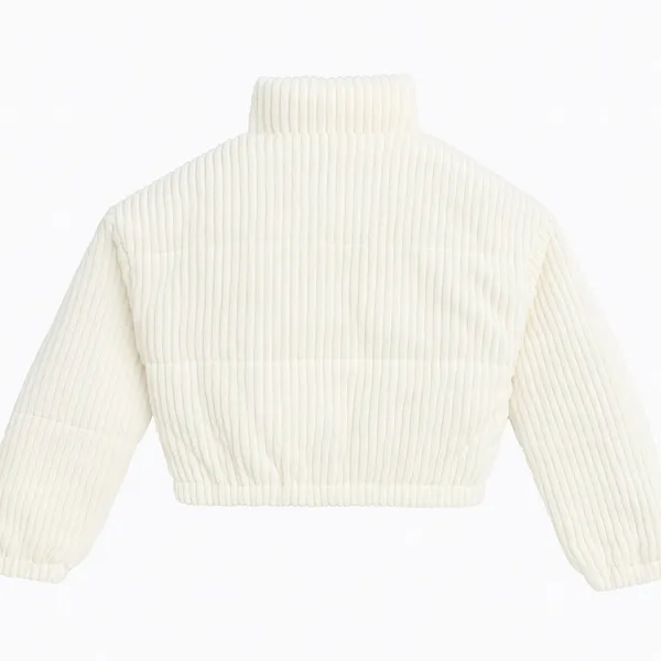 Miami Cream Textured Cropped Puffer Jacket - Image 2