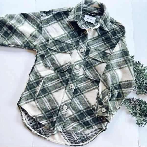 NEW Stradivarius Plaid Green Shacket Jacket Coat XS - Image 5