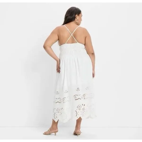 ✨Future Collective - Women's Eyelet Maxi A-Line Cream Sz Large Dress✨ - Image 5