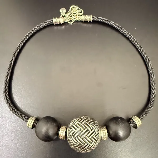 BRIGHTON Neema Chunky Ethnic Style Black Braided Cord Beaded Collar Necklace - Image 2