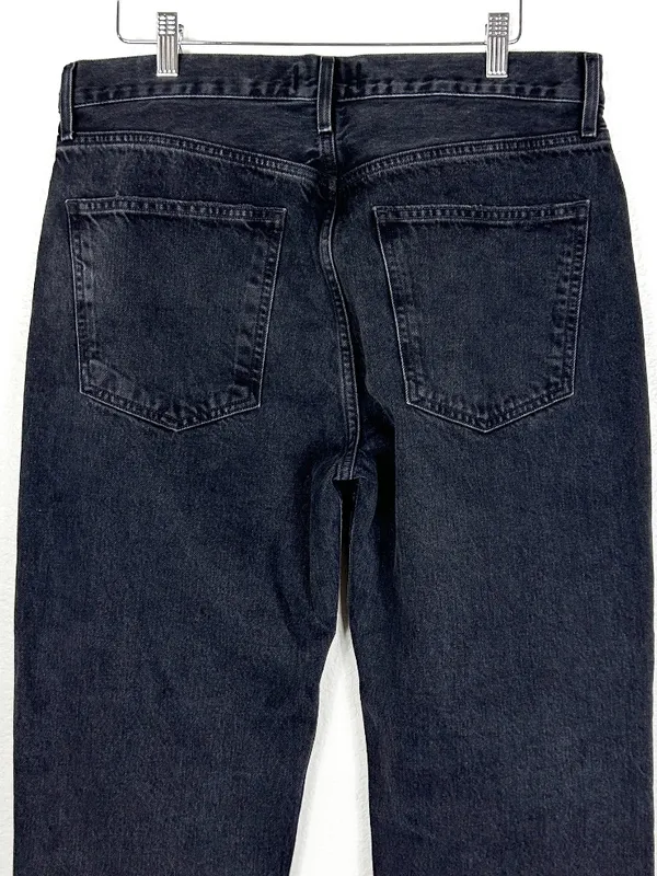 AGOLDE Lana organic cotton dark gray black straight leg distressed jeans size 30 - Image 5