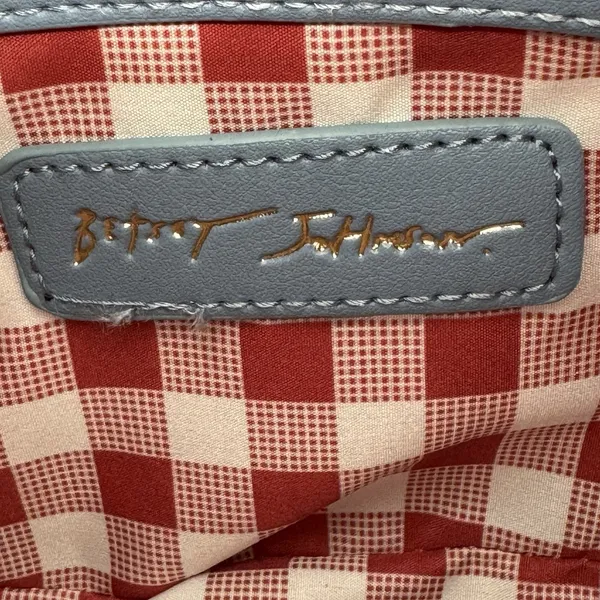 Betsey Johnson Denim Cherry Embroidered Heart Charm Gingham Shoulder Bag NWT - Image 8