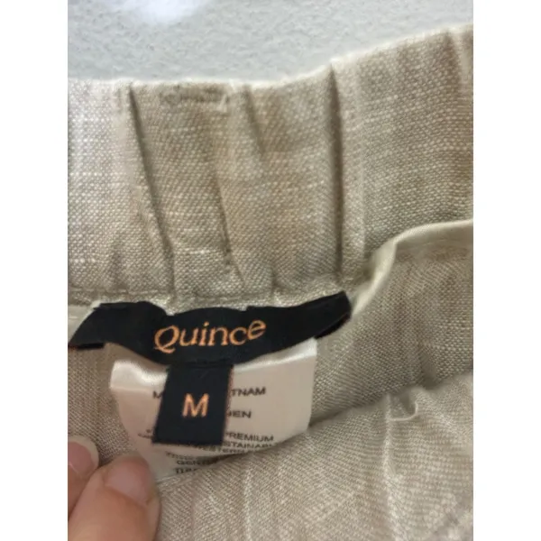 Quince 100% European Linen Pants Flax Beige Straight Leg Elastic Waist M - Image 4