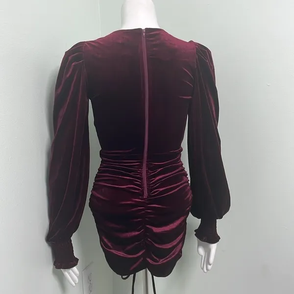 Windsor Mariah Velvet Long Sleeve Ruched Bodycon Mini Dress small NEW - Image 9
