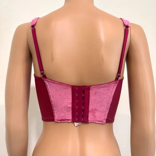 Victoria's Secret small Dream Angels faux lace up velvet corset BC 3186 - Image 8