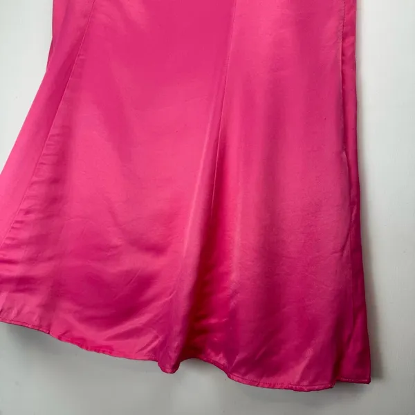 NEW ZARA Pink Satin Corsetry Mini Babydoll Dress Sz Large Chain Strap - Image 9