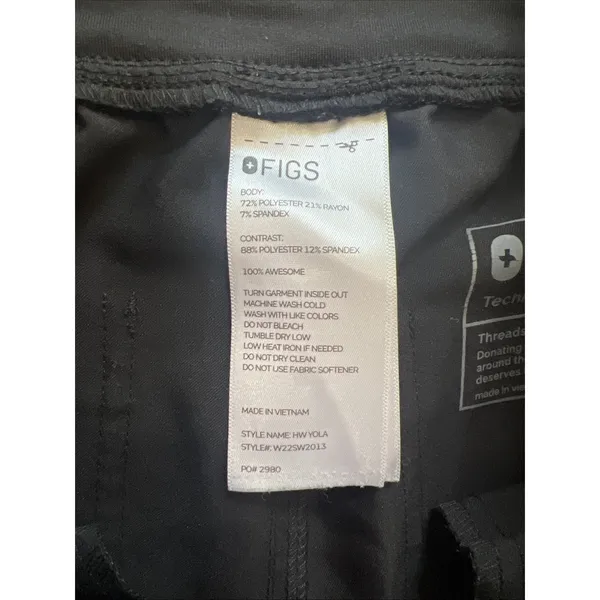 FIGS YOLA‎ Scrub Pants Women's XS Black Straight Leg Technical Collection - Image 11
