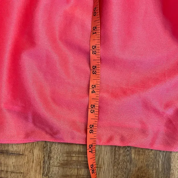 Vintage 70s Maxi Babydoll Slip Dress M Nylon Tiered Coral Nightgown Coquette - Image 11