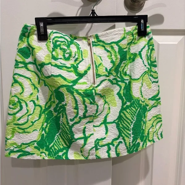 LILLY PULITZER Womens 2 Skirt Tate Heartbreakers Print Green White Roses Mini - Image 2