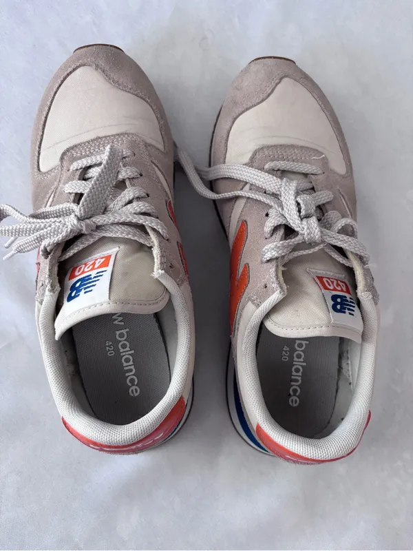 New Balance 420 Sneakers Size 7 Men / 8.5 Women Grey Orange Blue UL420VC2 Suede - Image 2