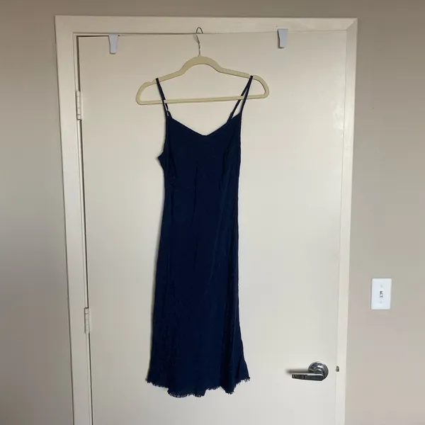 Nation Navy Textured Slip Dress / Spaghetti Strap Midi Dress - Image 2