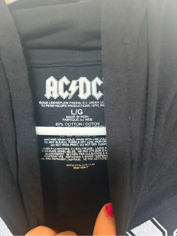 AC/DC Black Tee with White Logo Print - Image 3