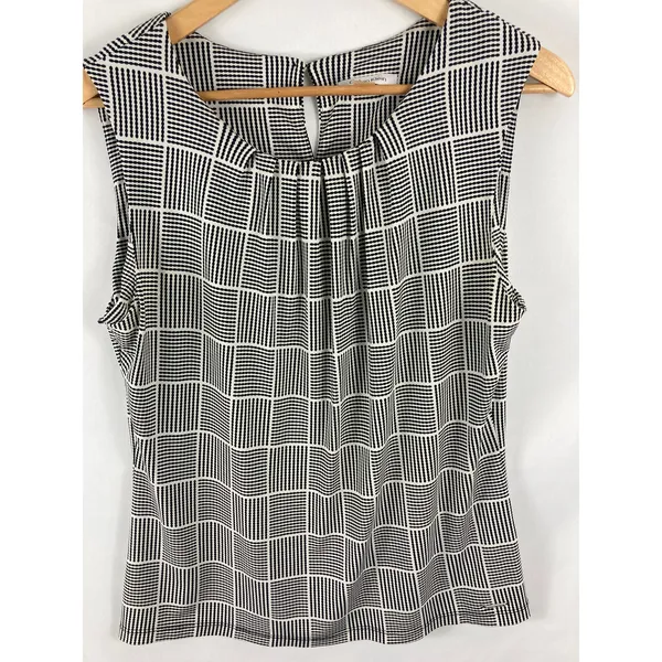 Calvin Klein Pleated Plaid Sleeveless Top Size Large - Image 3