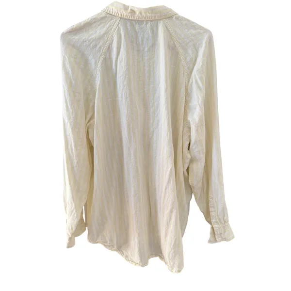 Universal Thread Womens XL Linen Blend Striped Button‎ Down Shirt Yellow White - Image 4