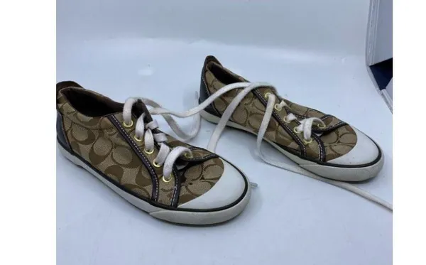 Coach White Tan Women's Sneakers Size 6B - Image 3