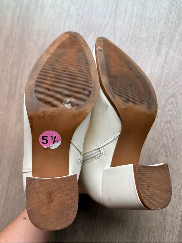 Madden Girl White Block Heel Ankle Boots - Image 4