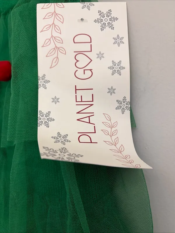 Planet Gold New! Green Tulle Skirt with Colorful light up Pom Poms size S - Image 4