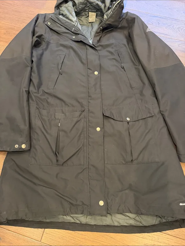 adidas Black Climaproof Hooded Parka Coat Size Medium - C11-679 - Image 5