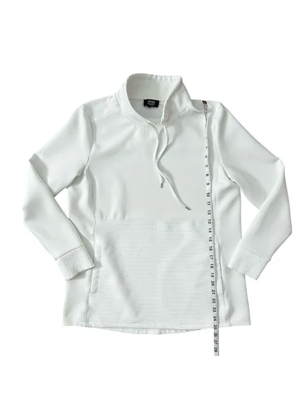 Jones New York Signature White w/ Ribbed Detail Funnel Neck Pullover Size Small - Image 8