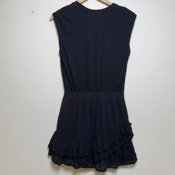 Revolve‎ Heirloom Women Cotton Mini Dress SmallBlack Waist Tiered Ruffle Gauze - Image 5