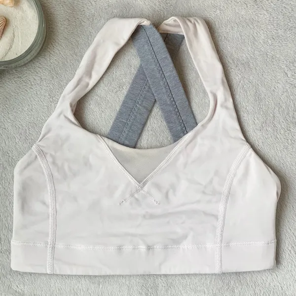 Lululemon Bra Colorblock Sz 2 Pink Green Gray Pastel Crossback - Image 2