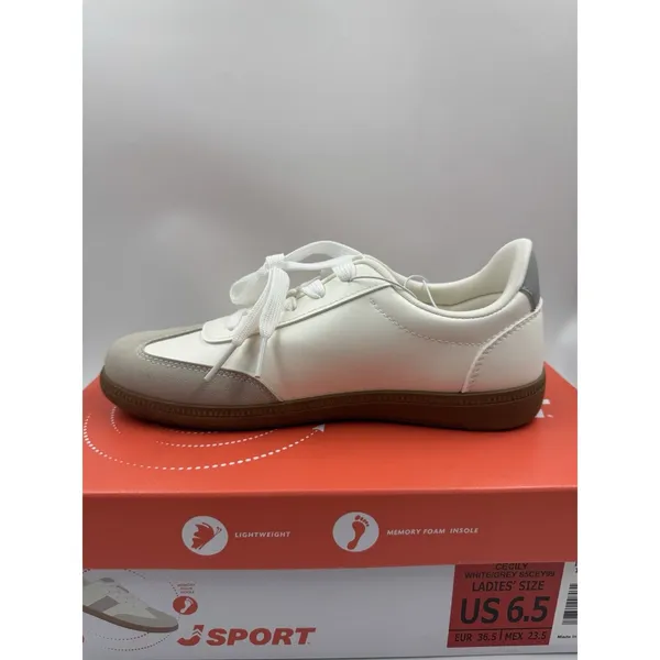 New J Sport Cecily Women’s Sneaker Suede White/Grey Low Top Shoes Size 6.5 US - Image 8